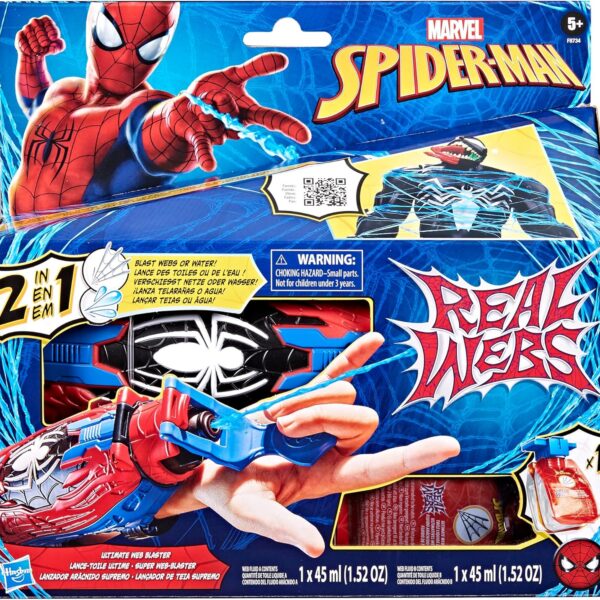 Marvel Spider-Man Real Webs Ultimate Web Blaster 2 en 1 – Lanzador de Telarañas y Agua con Accesorios (5+ Años)