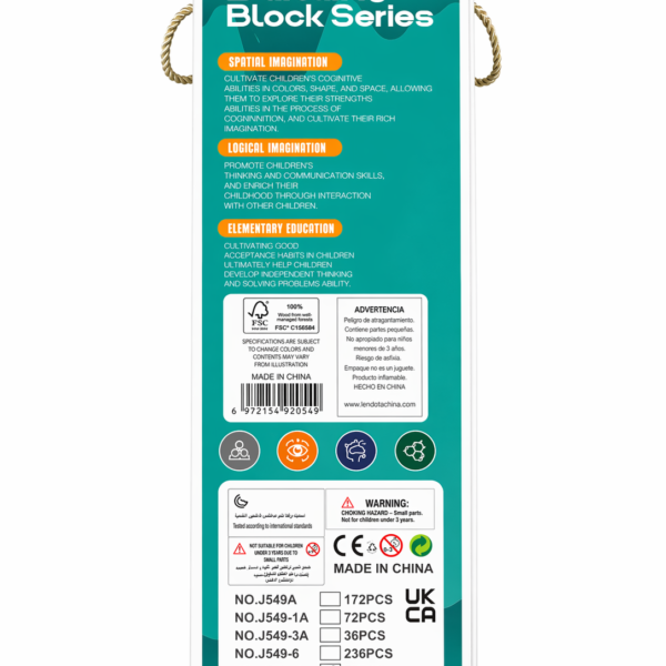 Building Block Series Bloques de Construcción para Niños 3+ – Set de Piezas Grandes Educativas Tipo Puzzle, 52 piezas