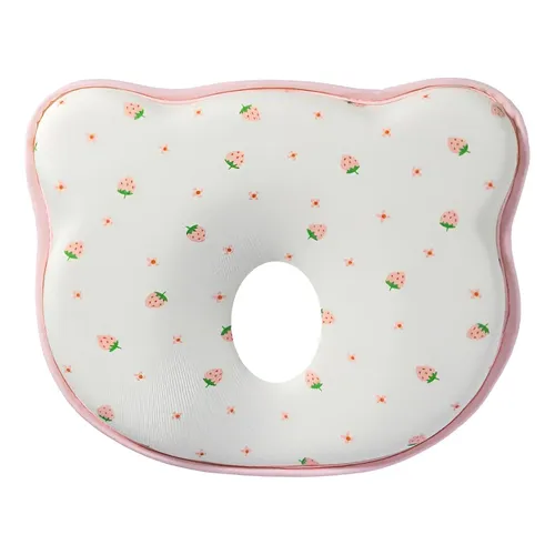 Almohada para Bebé de Espuma de Memoria 3D - Diseño Ergonómico para Moldear la Cabeza del Bebé, fresa