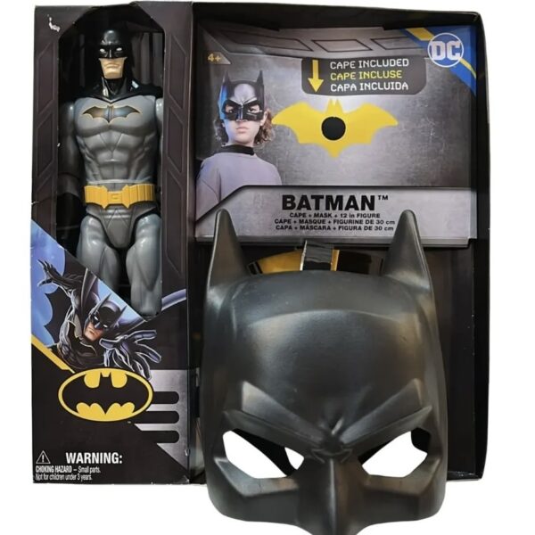 DC Batman Set Figura 30cm con Máscara y Capa – Disfraz y Figura 2 en 1 para Niños 4+
