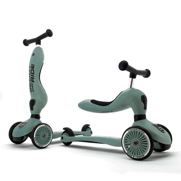 Scoot & Ride Highwaykick 1 – Scooter 2 en 1 con asiento para niños (1 a 5 años) | Balance y diversión segura, verde