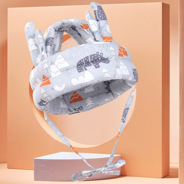 Casco Protector para Bebé – Antigolpes, Ajustable y Transpirable (5–24 meses), gris