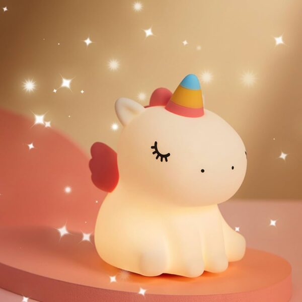 Lámpara LED Infantil de Silicona Recargable USB Luz Nocturna Decorativa, unicornio