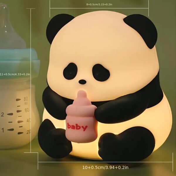 Lámpara LED Infantil de Silicona Recargable USB Luz Nocturna Decorativa, panda biberón