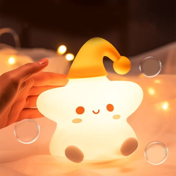 Lámpara LED Infantil de Silicona Recargable USB Luz Nocturna Decorativa, estrella
