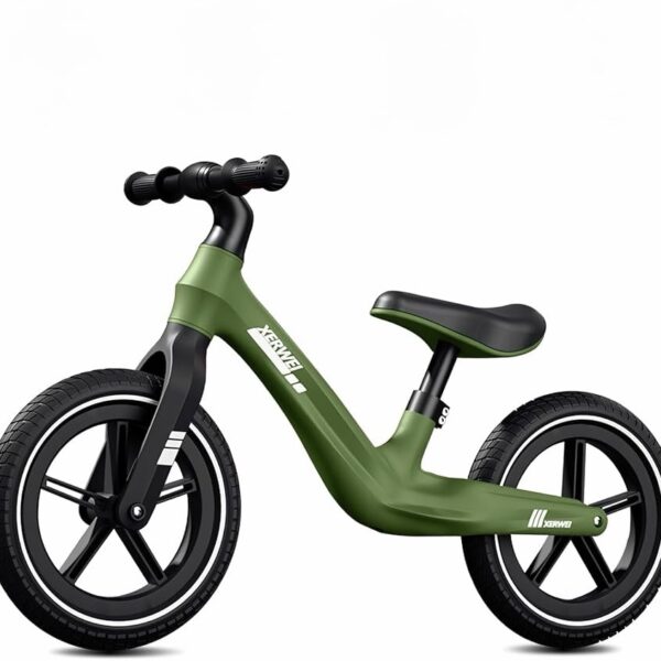 Bicicleta de Equilibrio para Niños de 18 meses A 6 Años con Asiento Ajustable, Bicicleta Sin Pedales Muy Ligera, 12 pulgadas, verde musgo
