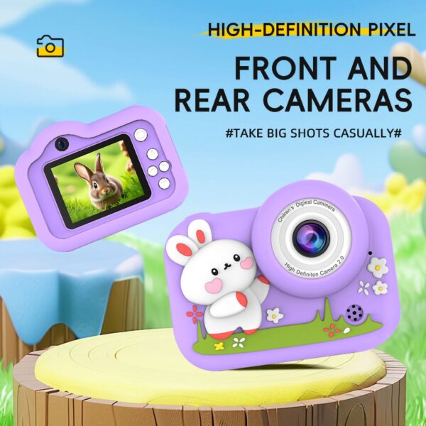Cámara Digital Infantil Recargable con Doble Cámara y Funda de Silicona | Fotos, Selfies y Videos para Niños, tigre