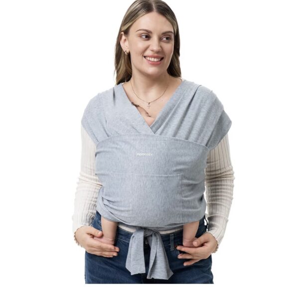 Momcozy Portabebés o cargador ajustable para recién nacidos a niños pequeños de 8 a 35 libras,  tipo fular, color gris claro