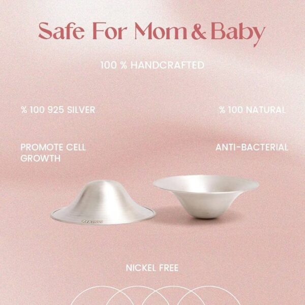 BABYHIG - Copas de Plata 925 para Lactancia | Protectores de Pezón Antibacteriales para Mamá