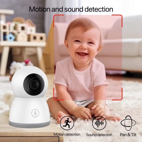 Monitor para Bebé WiFi con Cámara HD y Pantalla Portátil Incluida – Visión Nocturna, App para Celular, Audio Bidireccional, Detección de Movimiento y Llanto, Control Remoto 355°/120° y Monitoreo de Temperatura