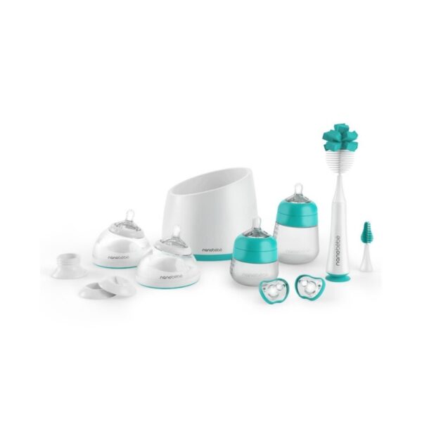 Set Completo de Alimentación Nanobébé para Bebé – Biberones Anticólicos, Chupetes, Cepillo de Limpieza y Accesorios para Lactancia y Fórmula