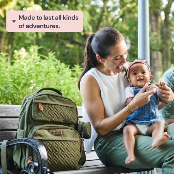 BabbleRoo Mochila para pañales – Bolsa de pañales grande de viaje para bebé con cambiador, bolsas de bebé impermeables para mamá y papá, bolsas unisex con funda para chupete, correa de equipaje