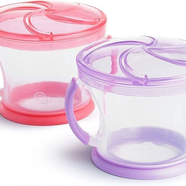 Munchkin Snack Catcher Set de 2 Vasos para Snacks Antiderrames con Asas | Libre de BPA | 12+ Meses
