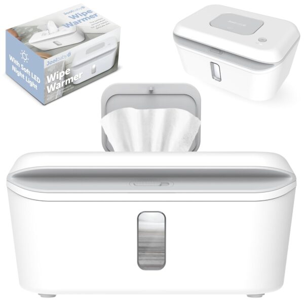 Jool Baby Calentador de Toallitas para Bebé con Dispensador, Luz Nocturna LED, Ventana Transparente y Capacidad para 90 Toallitas