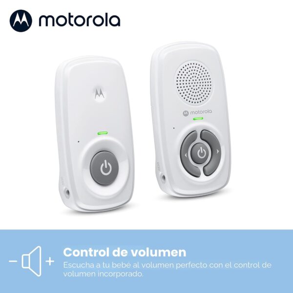Motorola Nursery AM21 Monitor de Audio para Bebé de Largo Alcance, Sin Wi-Fi, Conexión Privada DECT, Control de Volumen, Detección de Llanto y Unidad Portátil