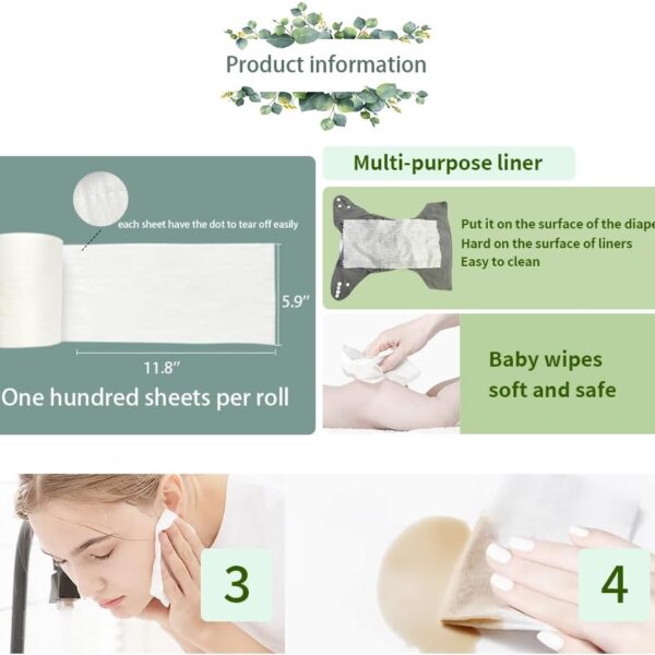 Forros Desechables para Pañales de Tela de Bambú LVBB – 100 Hojas Biodegradables, Suaves y Sin Fragancia, liners para pañales reutilizables