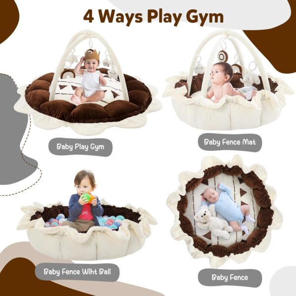 Gimnasio de Actividades para Bebé ibabejoy® 4 en 1 con Corralito y Juguetes de Peluche
