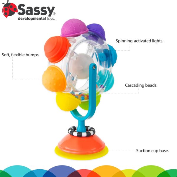 Juguete de Bandeja Alta Sassy® Rueda Arcoíris con Ventosa y Luces