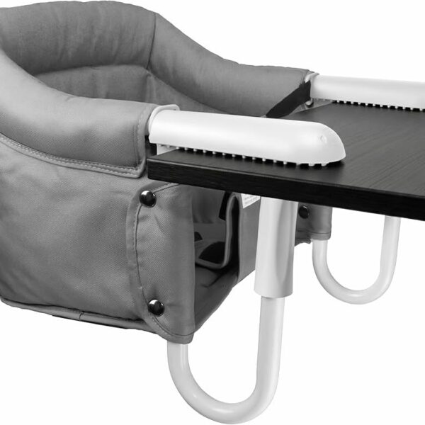 Silla Alta para Bebé Tipo Gancho para Mesa Pivvital Gris | Plegable, Lavable y con Arnés de Seguridad de 5 Puntos, aguanta hasta 15kg