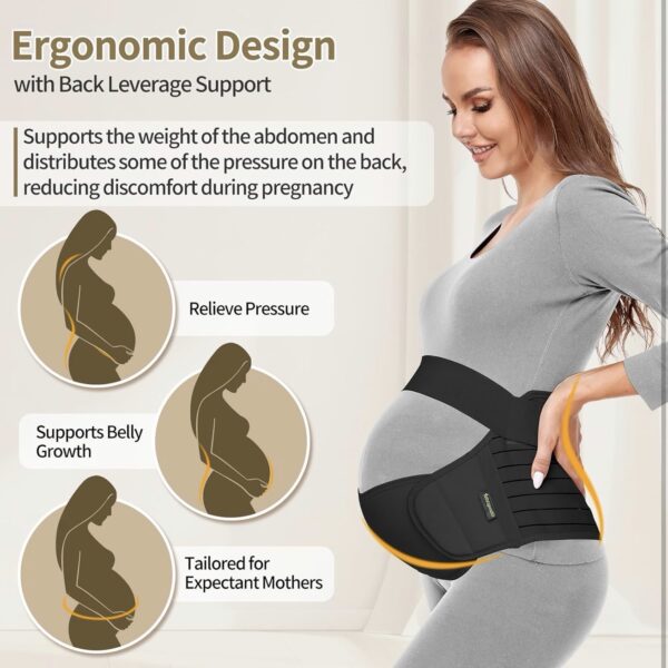 Faja de Embarazo 3 en 1 para Soporte Abdominal y Lumbar | Cinturón de Maternidad Ajustable para Aliviar Dolor de Espalda, Cadera y Pelvis | Soporte Ergonómico para Embarazadas, negro