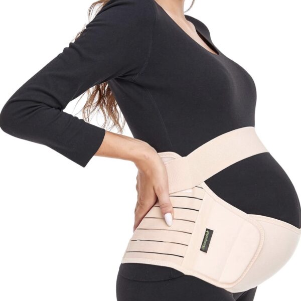Faja de Embarazo 3 en 1 para Soporte Abdominal y Lumbar | Cinturón de Maternidad Ajustable para Aliviar Dolor de Espalda, Cadera y Pelvis | Soporte Ergonómico para Embarazadas, beige