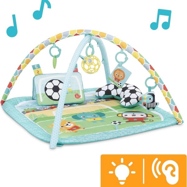 Bright Starts Grip & Kick Oball Gimnasio de Actividades para Bebé | Centro de Juegos Interactivo con Luces, Sonidos y Almohada para Tummy Time | Recién Nacido en Adelante