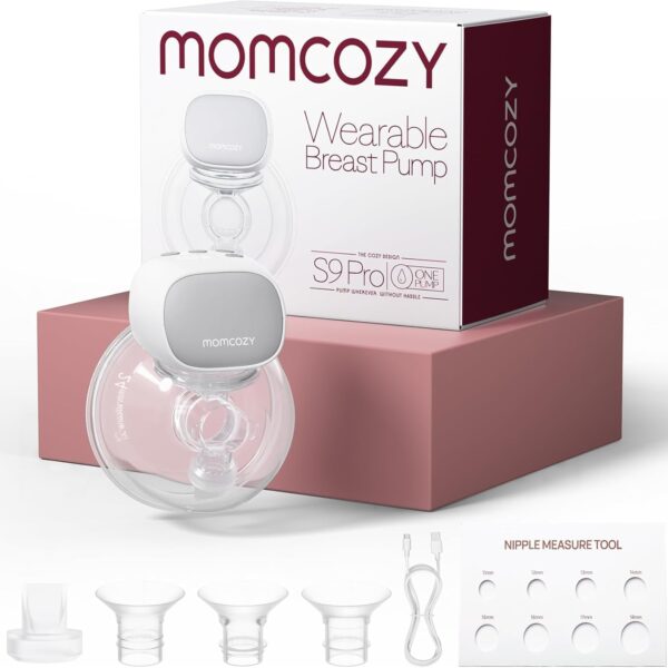 Sacaleches o extractor portátil Momcozy S9 Pro de 24mm, incluye bridas 21/19/17, batería de larga duración, capacidad 177ml, color gris, una copa