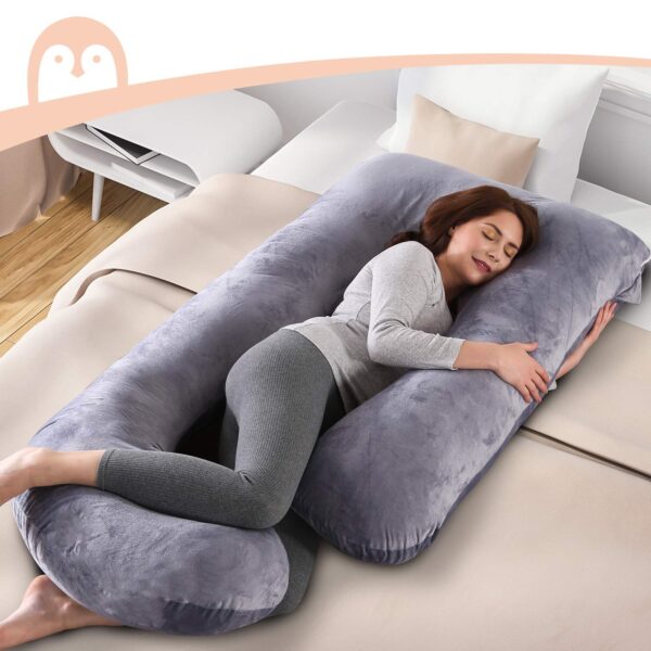 Almohada de maternidad Momcozy en forma de U-Gris