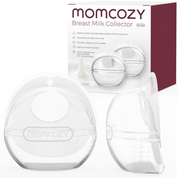 Recolector de leche materna Momcozy de silicona, reutilizable, capacidad 90ml, 2 copas