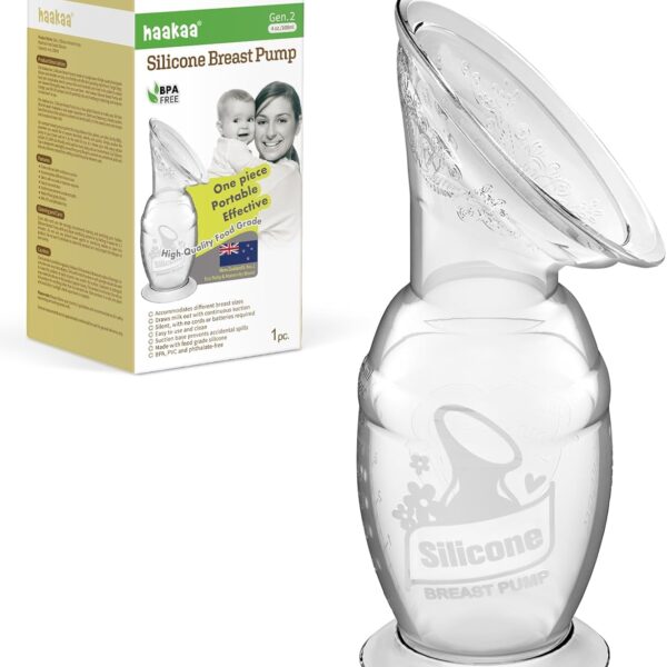 Haakaa Sacaleches Manual de Silicona Gen.2 100 ml (3.4 oz) | Extractor de Leche Materna con Base de Succión