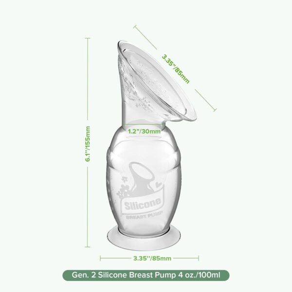 Haakaa Sacaleches Manual de Silicona Gen.2 100 ml (3.4 oz) | Extractor de Leche Materna con Base de Succión