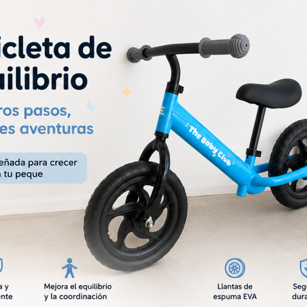 Bicicleta de Equilibrio para Niños de 2 a 5 Años | Sin Pedales | Marco de Acero al Carbono | Llantas de Espuma EVA | 9 niveles de ajuste- Azul