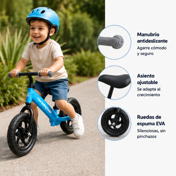 Bicicleta de Equilibrio para Niños de 2 a 5 Años | Sin Pedales | Marco de Acero al Carbono | Llantas de Espuma EVA | 9 niveles de ajuste- Azul