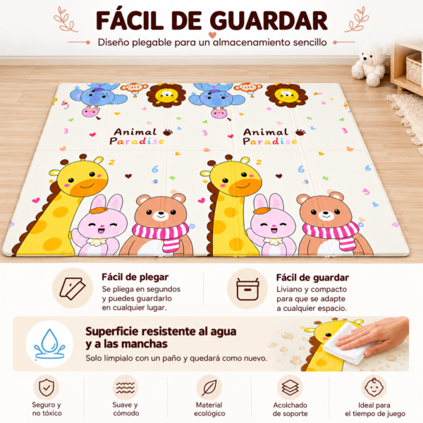 Alfombra Plegable para Bebé 150 × 180 cm | Reversible, Impermeable y Antideslizante