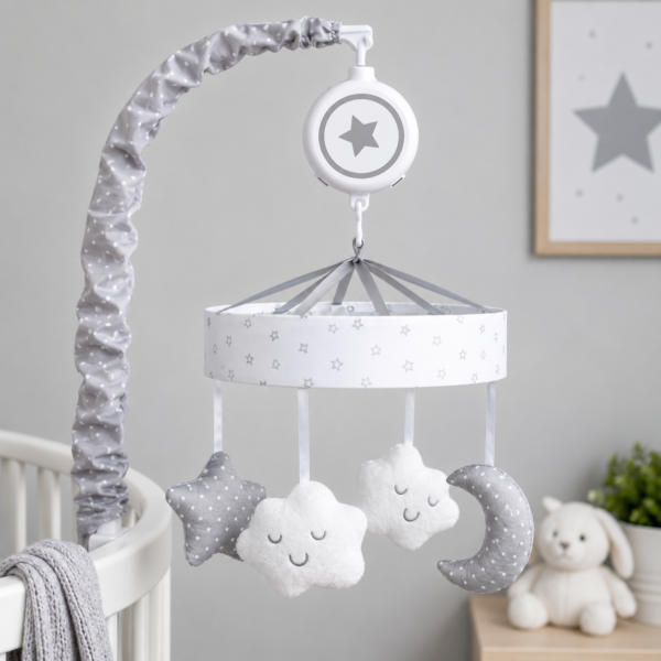 Móvil para Cuna con Música y Ruido Blanco Marca Circo- estrella y luna