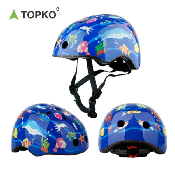 Casco de Seguridad Infantil para Bicicleta, Scooter y Patines | talla S (48-53cm) – Mundo marino azul