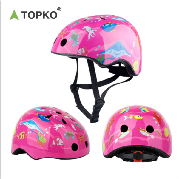 Casco de Seguridad Infantil para Bicicleta, Scooter y Patines | talla S (48-53cm) – Mundo marino rosado