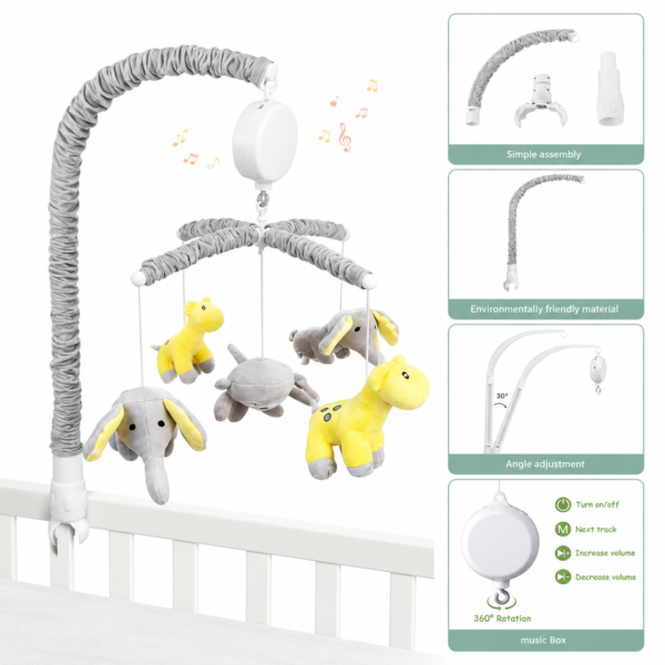 Móvil Musical Safari para Cuna con Animalitos – Multicolor