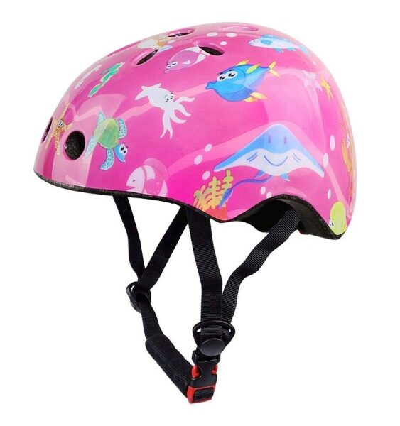 Casco de Seguridad Infantil para Bicicleta, Scooter y Patines | talla S (48-53cm) – Mundo marino rosado