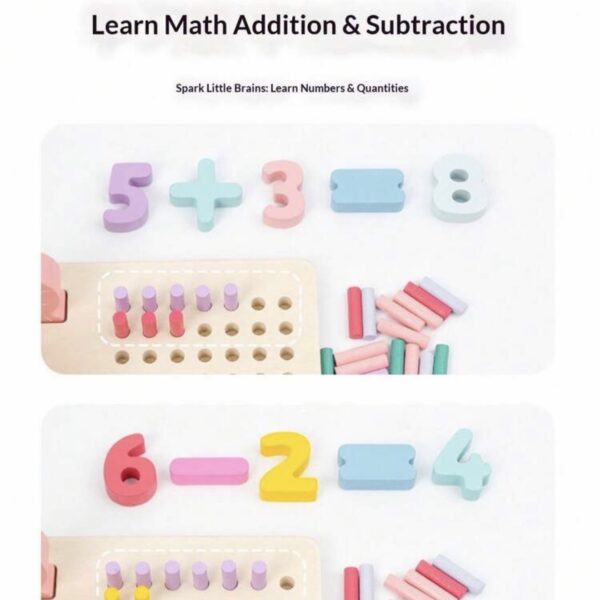 Tablero Montessori 5 en 1 de Madera – Juego Educativo de Pesca, Números, Formas y Matemáticas