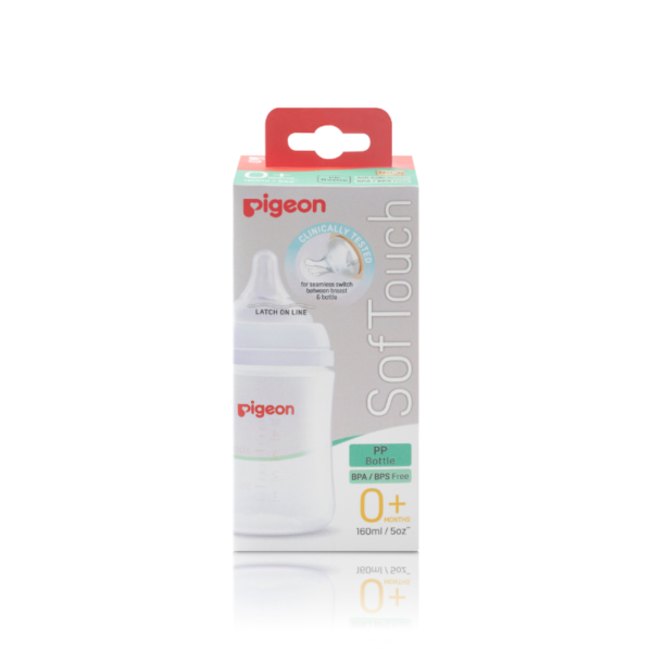 Biberón Pigeon SofTouch Boca Ancha 160 ml (5 oz) para Recién Nacidos – Tetina Anticólicos