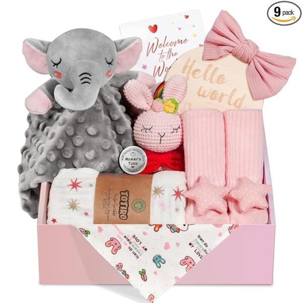 Set de Regalo para Bebé Niña 9 Piezas | Kit de Bienvenida para Recién Nacida | Baby Shower y Regalo de Nacimiento