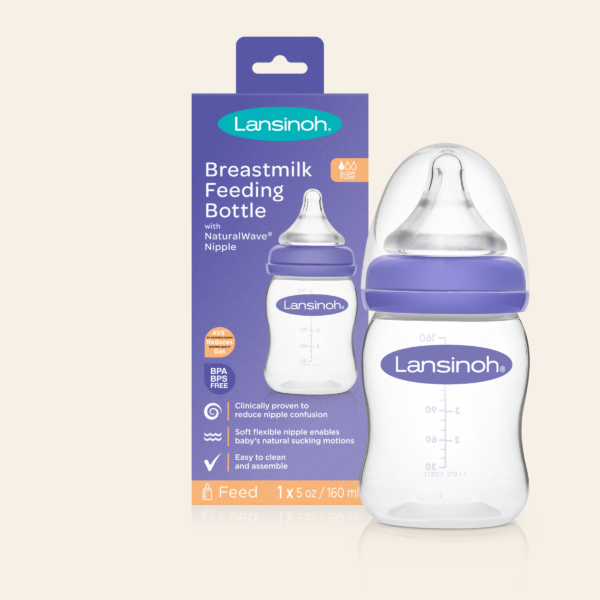 Biberón Lansinoh NaturalWave Boca Ancha 160 ml (5 oz) – Tetina de Silicona para Lactancia Mixta