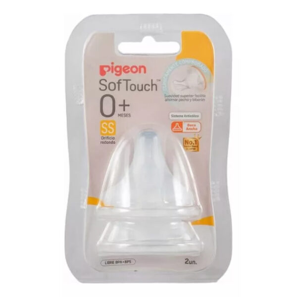Tetina Pigeon SofTouch Flujo SS 0+ Meses – Boca Ancha, Anticólicos