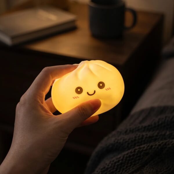 Lámpara LED Infantil de Silicona Recargable USB Luz Nocturna Decorativa, dumpling