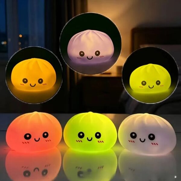 Lámpara LED Infantil de Silicona Recargable USB Luz Nocturna Decorativa, dumpling