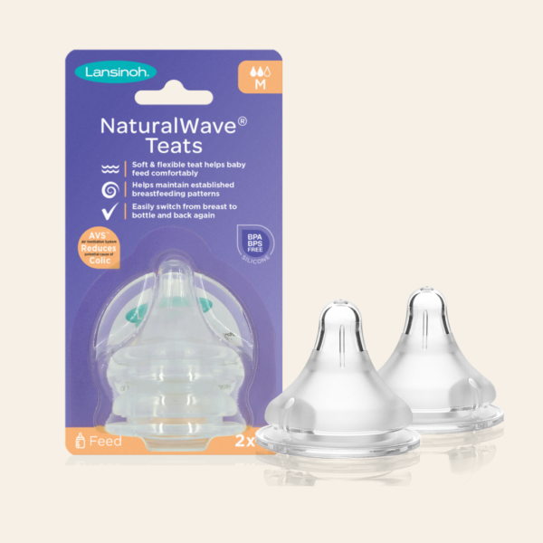 Tetinas Lansinoh NaturalWave Flujo Medio Talla M +3 Meses – Pack de 2, Anticólicos