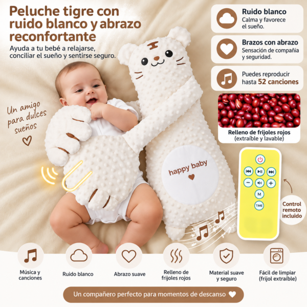 Peluche Calmante para Dormir Bebé con Palmadas Automáticas y música– Ayuda Antisobresalto Ajustable, oso